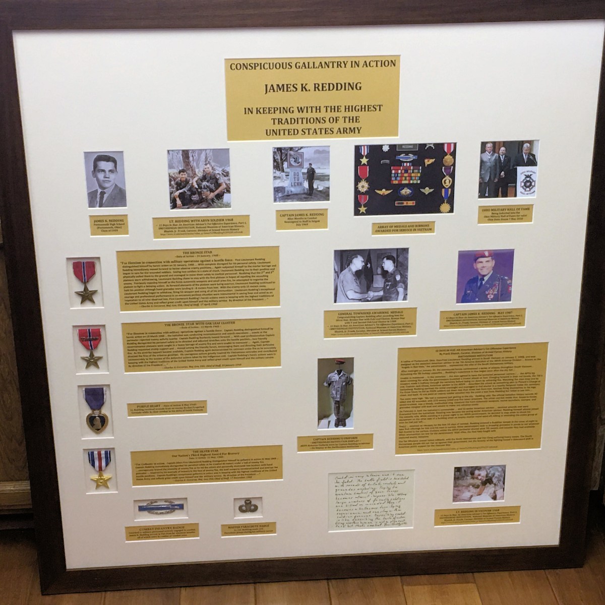 James K. Redding Conspicuous Gallantry In Action.